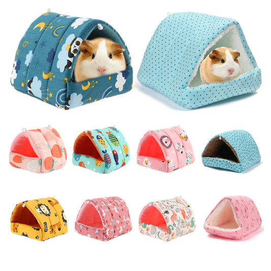 "Winter Warm Pet Nest – Cute Cartoon Bed for Small Animals"