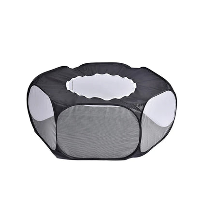 "Portable Pet Playpen – Foldable Transparent Cage for Small Animals"