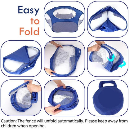 "Portable Pet Playpen – Foldable Transparent Cage for Small Animals"