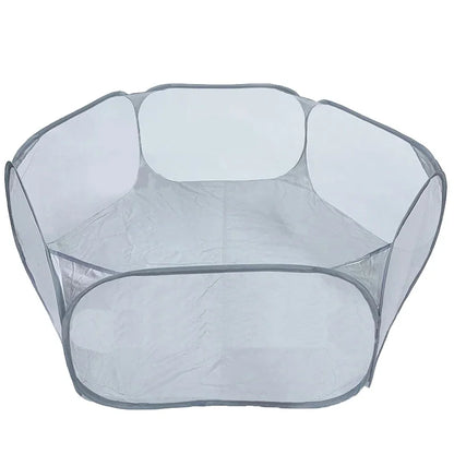 "Portable Pet Playpen – Foldable Transparent Cage for Small Animals"